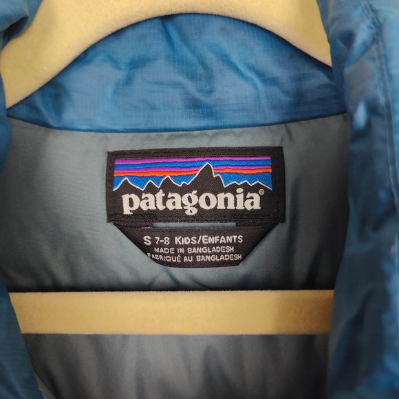 Patagonia Down Sweater Boys Small 7-8Y Light Blue Full Zip Jacket Winter Snow - Picture 5 of 8
